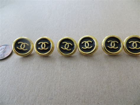 chanel button black and gold